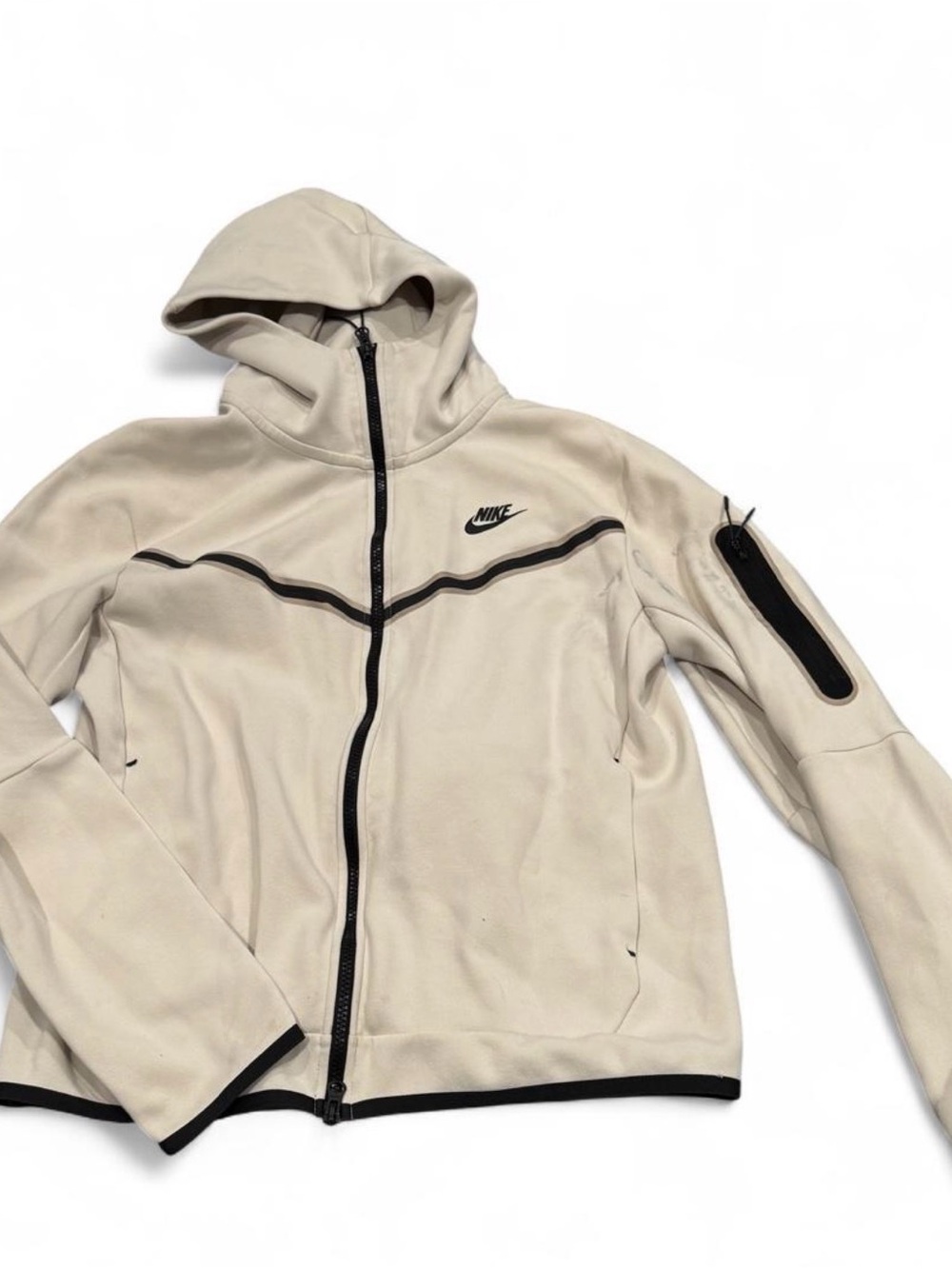 Nike Men’s Beige Hooded Performance Jacket with Black Trim